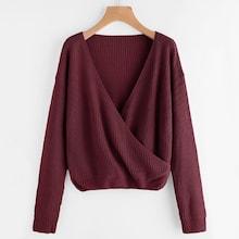 Shein Plus Surplice Wrap Neck Sweater