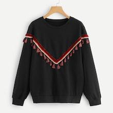 Shein Plus Fringe Detail Sweatshirt