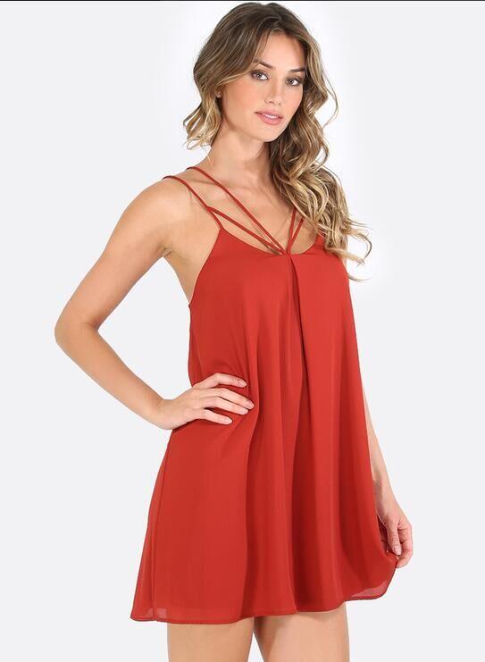 Shein Red Cut Away Sleeveless Shift Dress