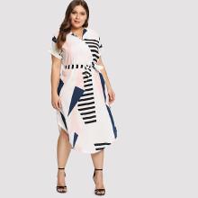 Shein Plus Color Block Knot Side Dress