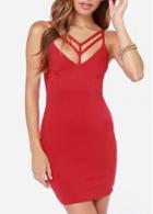 Rosewe Charming Red Open Back Spaghetti Strap Design Skinny Dress