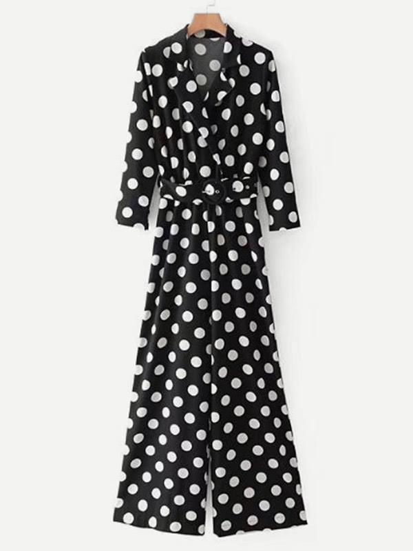 Shein Spot Wide Leg Jumpsuit With Belt