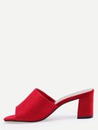 Shein Red Faux Suede Open Toe Sandals