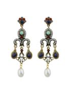 Shein Retro Palace Style Beads Simulated-pearl Chandeliers Dangle Earrings