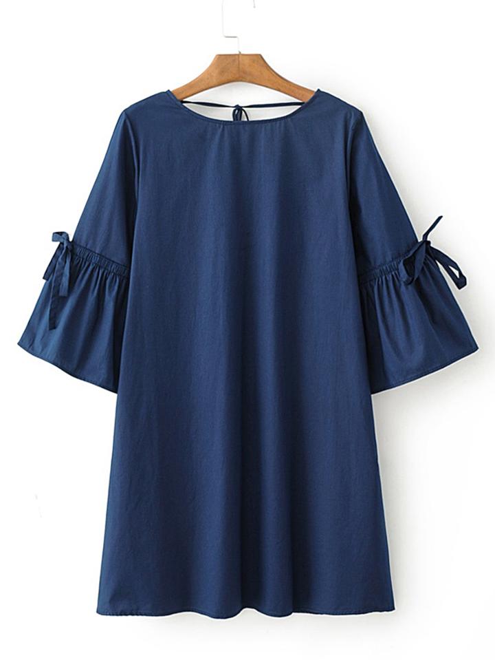 Shein Lace Up V Back Shift Dress