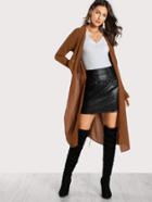 Shein Sheer Collared Coat Camel
