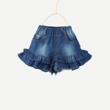 Shein Girls Ruffle Hem Denim Short