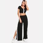 Shein Studded Front Crop Top & Split Pants Co-ord