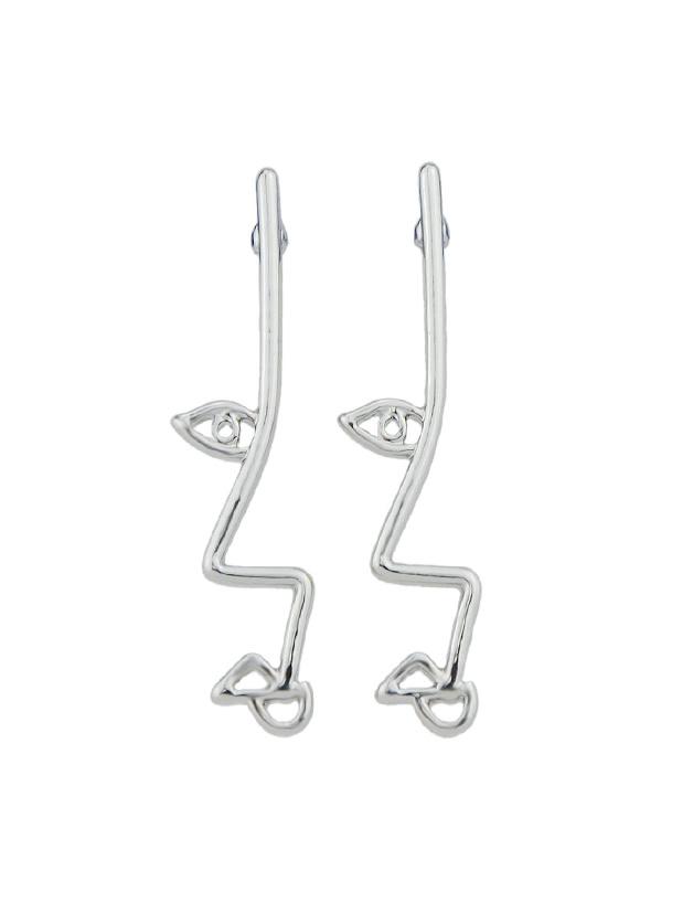 Shein Silver Stud Earrings Eye Face Pattern Earrings For Women