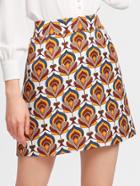 Shein Ornate Print Textured Skirt