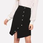 Shein Solid Button Through Split Skirt