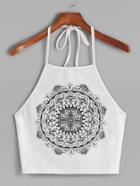 Shein Mandala Print Crop Halter Top