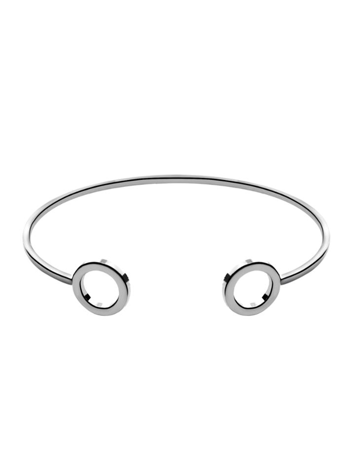 Shein Silver Plated Geometric Smooth Design Open Bangle