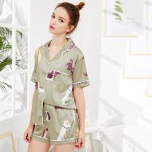 Shein Dog Print Pajama Set With Eye Mask