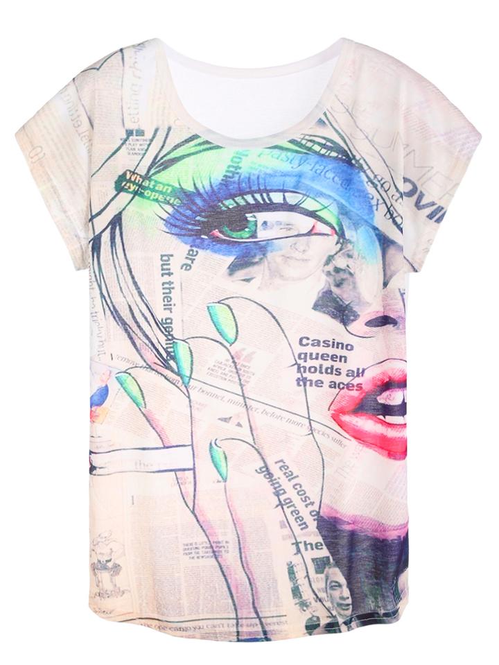 Shein Graffiti Print Dolman Sleeve T-shirt