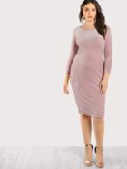 Shein Quarter Sleeve Velvet Dress