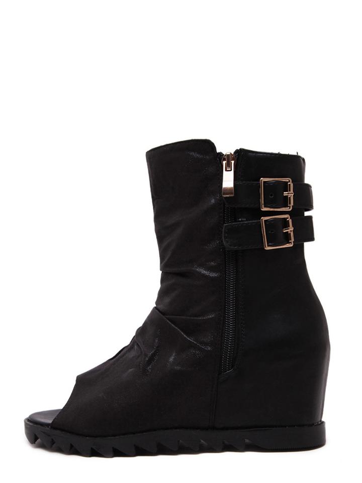 Shein Black Zipper Mule Ankle Boots