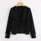 Shein Solid Buckle Cuff Collar Jacket