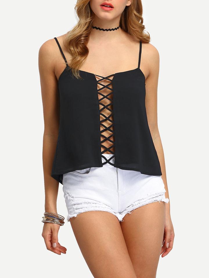 Shein Crisscross Front Chiffon Cami Top
