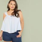 Shein Plus Pearl Detail Ruffle Trim Top