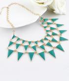 Shein Green Gemstone Gold Triangle Chain Necklace