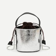 Shein Metallic Detail Drawstring Bucket Bag