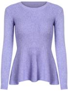 Shein Purple Round Neck Ruffle Knit Sweater