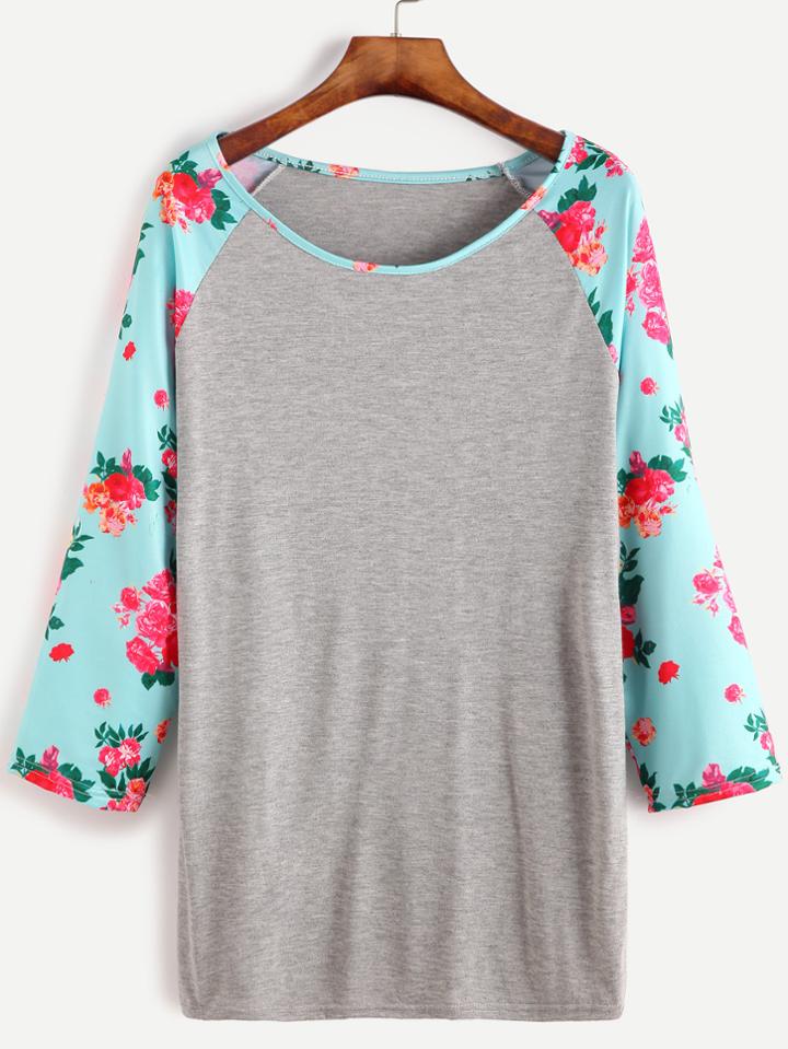 Shein Contrast Raglan Sleeve T-shirt