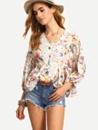 Shein Crochet Neck Floral Peplum Top