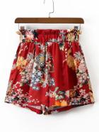 Shein Elastic Waist Flower Print Shorts