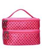 Shein Hot Pink Polka Dot Double Layers Cosmetic Bag