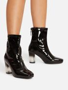 Shein Square Toe Clear Heeled Pu Boots