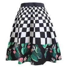 Shein Cactus & Plaid Print Skirt