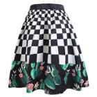 Shein Cactus & Plaid Print Skirt