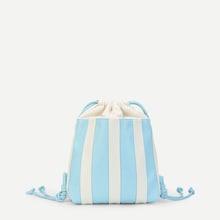 Shein Block Striped Drawstring Backpack