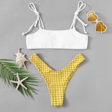 Shein High Leg Random Gingham Bikini Set