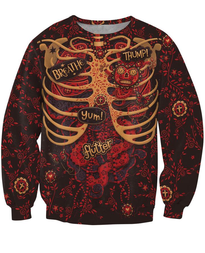 Shein 3d Skull Printing Sweatshirt
