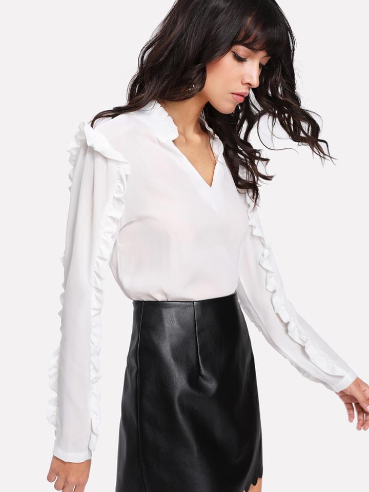 Shein Frill Contrast Shirt