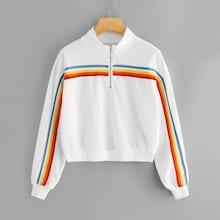 Shein Plus Contrast Taped Quarter Zip Sweatshirt