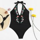 Shein Embroidered Flower Swimsuit