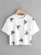 Shein Birds Print Crop Tee