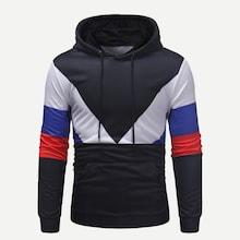 Shein Men Color Block Pocket Detail Hoodie