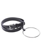 Shein Black Buckled Faux Leather Belt With Big Hoop