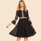 Shein 50s Embroidered Tape Detail Lace Dress