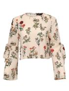 Shein Apricot Floral Bow Tie Key-hole Back Blouse