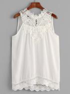 Shein White Crochet Trim Sleeveless Blouse