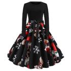 Shein 50s Christmas Print Self Tie Flared Dress