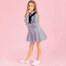 Shein Girls Letter Tape Striped Dress