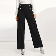 Shein Button Embellished Wide Leg Pants