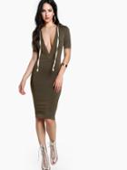 Shein Plunge V Neck Hooded Bodycon Tee Dress
